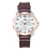 Expedition E 6402 B Chronograph Brown Dial White Leather Strap