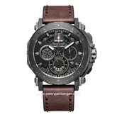 Expedition E 6402 MC Brown Dial Black Leather Strap