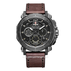 Expedition E 6402 MC Brown Dial Black Leather Strap