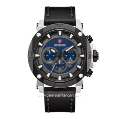 Expedition E 6606 MC Black Silver Leather Strap