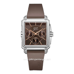 Expedition E 6618 B Brown Silver Rubber Strap