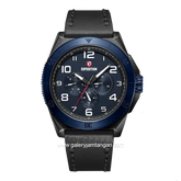 Expedition E 6823 MF Black Ring Blue Leather Strap