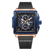 Expedition E 6844 MC Black Rosegold Ring Blue Rubber Strap
