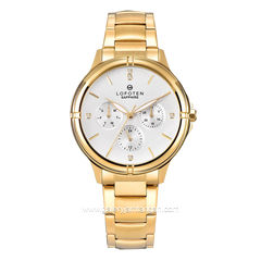 LOFOTEN F-2316L Multifunction Gold Dial White Stainless Steel