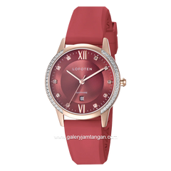LOFOTEN F-2322L Red Rosegold Sapphire Glass Rubber Strap