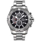 LOFOTEN F-6512MC Chronograph Silver Dial Black Stainless Steel