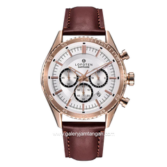 LOFOTEN F-6518MC Brown Rosegold Chronograph Leather Strap