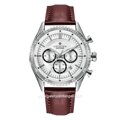LOFOTEN F-6518MC Brown Silver Chronograph Leather Strap