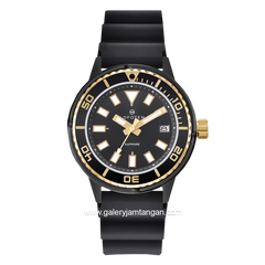 LOFOTEN F-6528MT Black List Gold Sapphire Glass Rubber Strap