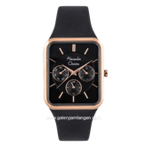 Alexandre Christie AC 2744 BF Black Rosegold Multifunction Rubber Strap