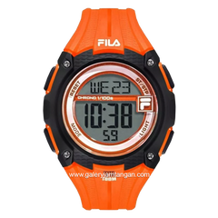 FILA 38-132-004 Orange Ring Black Digital Rubber Strap