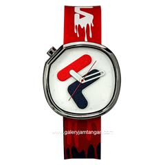 FILA 38-162-303 Unisex Red Blue Dial White Rubber Strap