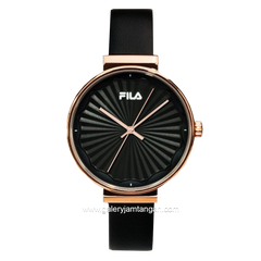 FILA 38-195-001 Black Rosegold Casual Leather Strap
