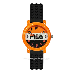 FILA 38-203-005 Black Orange Rubber Strap