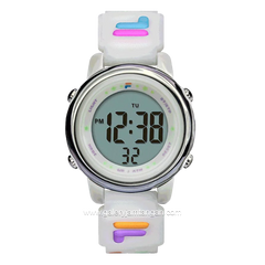 FILA 38-218-005 Digital White Silver Silicone Strap