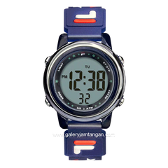 FILA 38-218-006 Digital Navy Silver Silicone Strap
