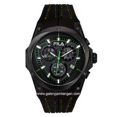 FILA 38-821-005 Black List Green Chronograph Rubber Strap