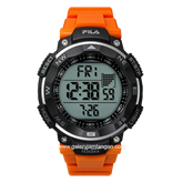 FILA 38-824-102 Orange Black Digital Rubber Strap