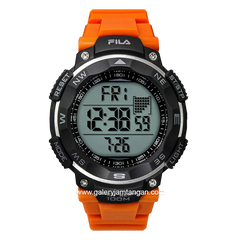 FILA 38-824-102 Orange Black Digital Rubber Strap