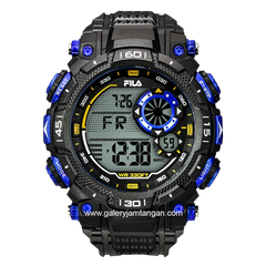 FILA 38-826-001 Black List Blue Digital Rubber Strap