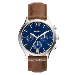 FOSSIL BQ2697 Brown Silver Dial Blue Leather Strap