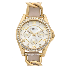 FOSSIL ES3465 Beige Rosegold Multifunction Leather Strap
