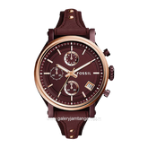 FOSSIL ES4114 Maroon Chronograph Leather Strap