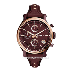 FOSSIL ES4114 Maroon Chronograph Leather Strap