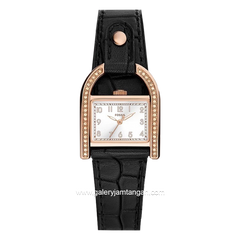 FOSSIL ES5263 DIAMOND Black Rosegold Leather Strap