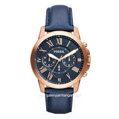 Fossil FS4835 Men's Watch Blue Rosegold Leather Sprap