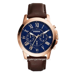 FOSSIL FS5068 Brown Rosegold Dial Blue Leather Strap
