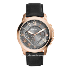 FOSSIL FS5085 Men's Watch Black Rosegold Leather Strap