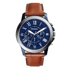 FOSSIL FS5151 Brown Silver Dial Blue Leather Strap