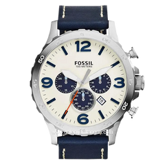 FOSSIL JR1480 Blue Silver Dial White Leather Strap