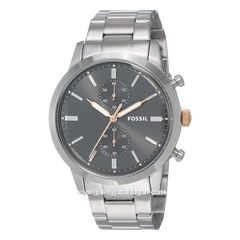 FOSSIL FS5407 Mens Watch Silver Dial Grey Stainless Steel
