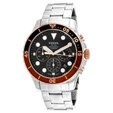 FOSSIL FS5768 Silver Ring Brown Stainless Steel Strap