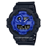G-SHOCK GA-700BP-1ADR Black Dial Blue Dual Time Resin Strap