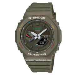 G-SHOCK GA-B2100FC-3ADR Multicolor Accents Men Olive Green Digital Analog Dial Olive Green Resin Band