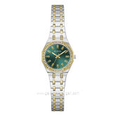 GUESS PIXIE GW0931L8 Silver Combi Gold Dial Green Stainless Steel Strap