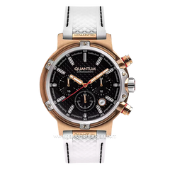 QUANTUM HNG956.553 White Rosegold Rubber Strap