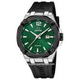 JAGUAR J1019/1 Black Dial Green Sapphire Rubber Strap