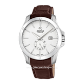 JAGUAR J878/1 Brown Silver Leather Strap Swiss Made