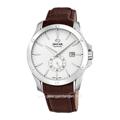 JAGUAR J878/1 Brown Silver Leather Strap Swiss Made