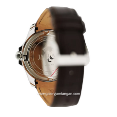 JAGUAR J878/1 Brown Silver Leather Strap Swiss Made