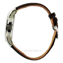 JAGUAR J878/1 Brown Silver Leather Strap Swiss Made