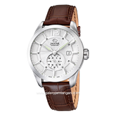 JAGUAR J663/1 Brown Silver Leather Sapphire Chrystal Swiss Made