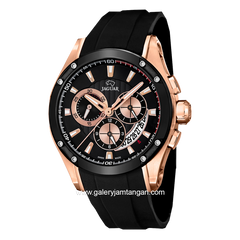 JAGUAR J691/1 Black Rosegold Rubber Strap Swiss Made
