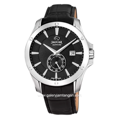 JAGUAR J878/4 Black Silver Leather Strap Swiss Made