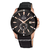 JAGUAR J882/1 Black Rosegold Leather Strap Swiss Made