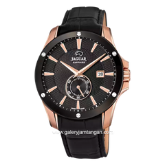 JAGUAR J882/1 Black Rosegold Leather Strap Swiss Made